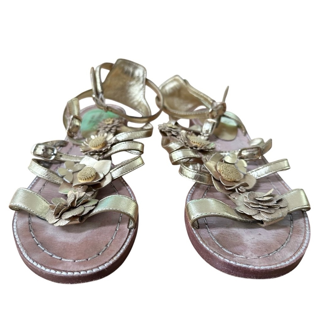 Kate Spade Gold Gladiator Sandals with Floral Embellishments Size 6.5 - Picture 8 of 9